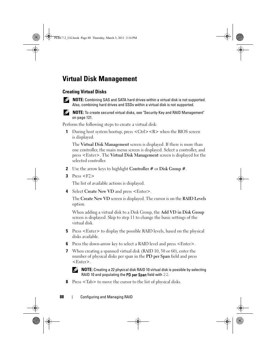 Virtual disk management, Creating virtual disks | Dell PowerEdge RAID Controller H800 User Manual | Page 88 / 178