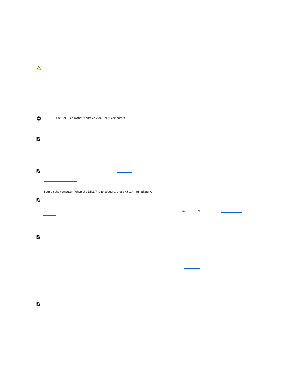 Using the dell diagnostics, Dell diagnostics, When to use the dell diagnostics | Dell Latitude 110L User Manual | Page 18 / 94