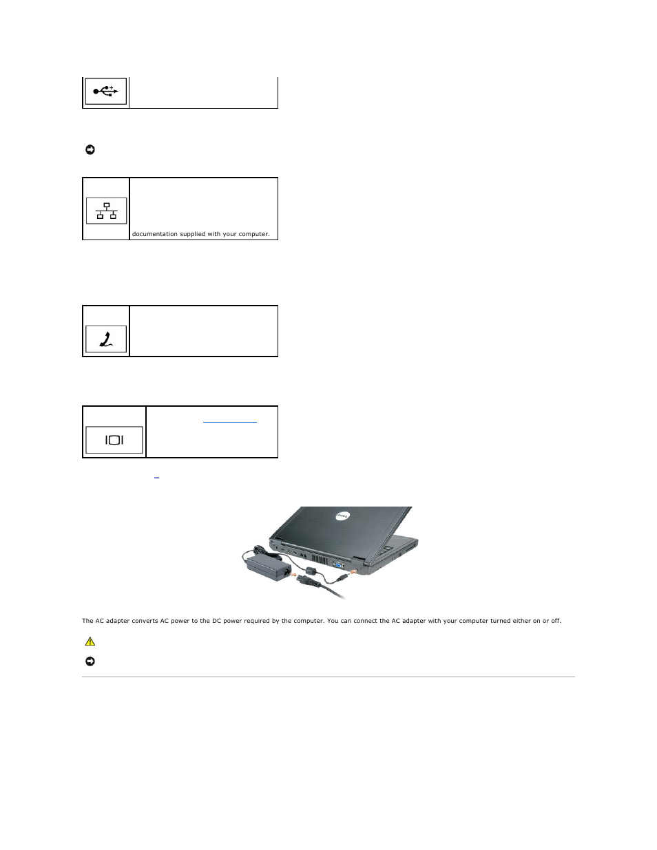 Bottom view, Modem connector (rj-11), Video connector | Network connector (rj-45), Ac adapter connector | Dell Latitude 110L User Manual | Page 7 / 94