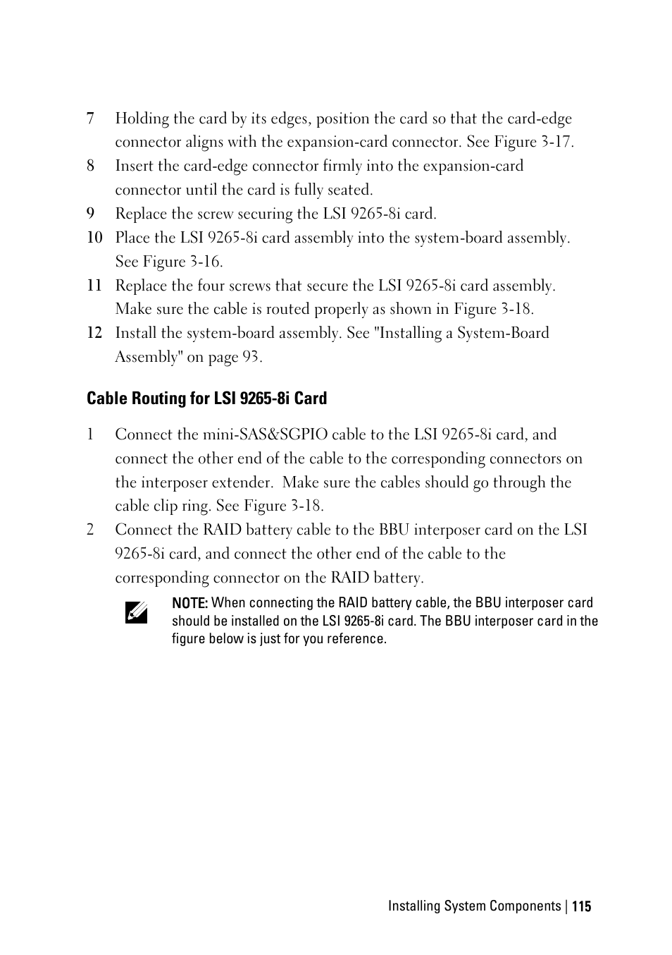 Cable routing for lsi 9265-8i card | Dell POWEREDGE C6105 User Manual | Page 115 / 222