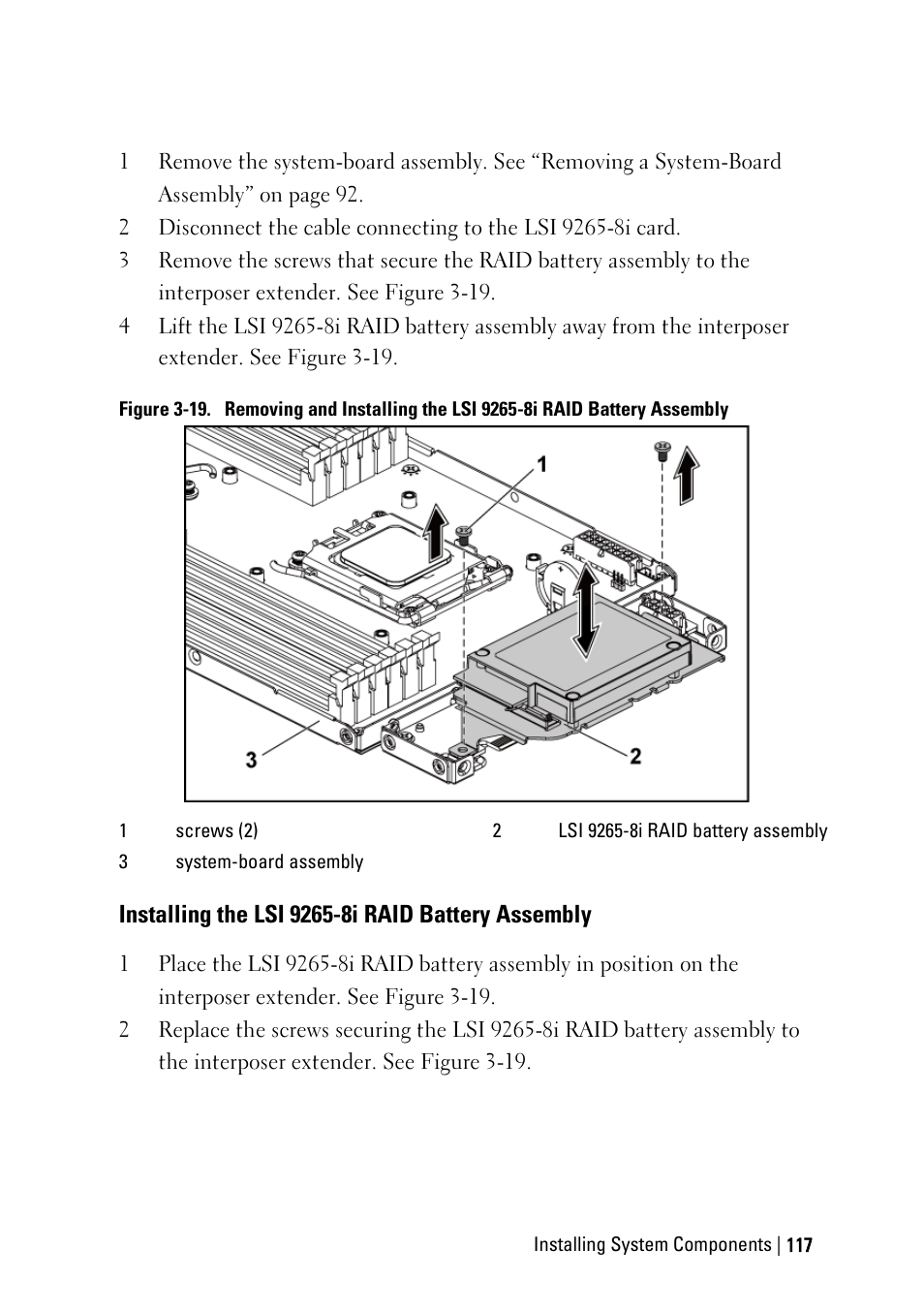 Installing the lsi 9265-8i raid battery assembly | Dell POWEREDGE C6105 User Manual | Page 117 / 222