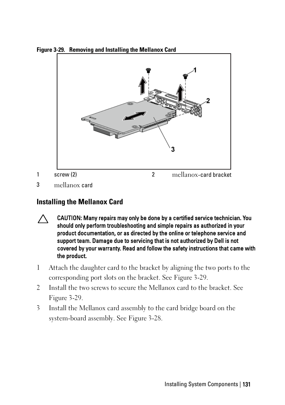 Installing the mellanox card | Dell POWEREDGE C6105 User Manual | Page 131 / 222