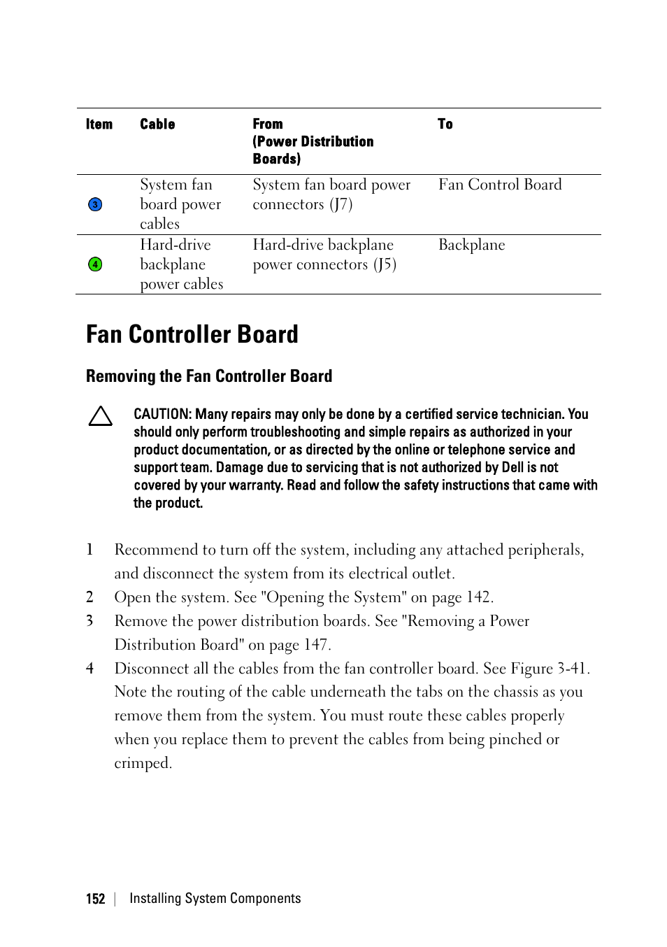 Fan controller board, Removing the fan controller board | Dell POWEREDGE C6105 User Manual | Page 152 / 222