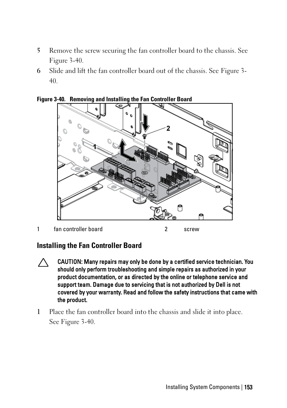 Installing the fan controller board | Dell POWEREDGE C6105 User Manual | Page 153 / 222