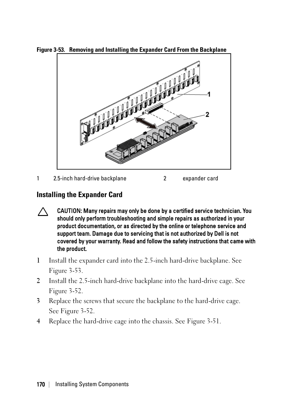 Installing the expander card | Dell POWEREDGE C6105 User Manual | Page 170 / 222