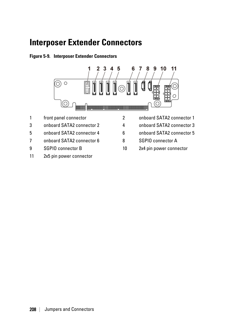 Interposer extender connectors, Ee figure 5-9 | Dell POWEREDGE C6105 User Manual | Page 208 / 222