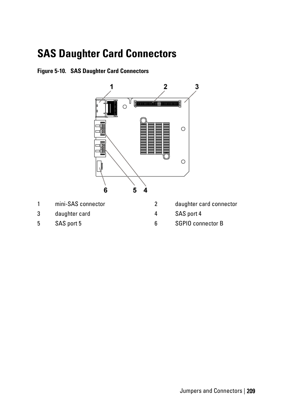 Sas daughter card connectors, Nd figure 5-10 | Dell POWEREDGE C6105 User Manual | Page 209 / 222