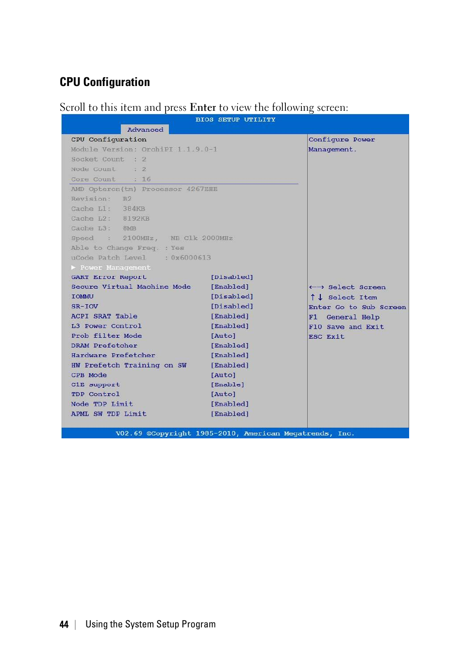 Cpu configuration | Dell POWEREDGE C6105 User Manual | Page 44 / 222