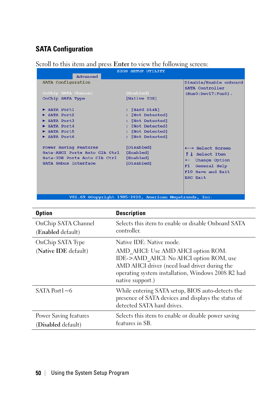 Sata configuration | Dell POWEREDGE C6105 User Manual | Page 50 / 222