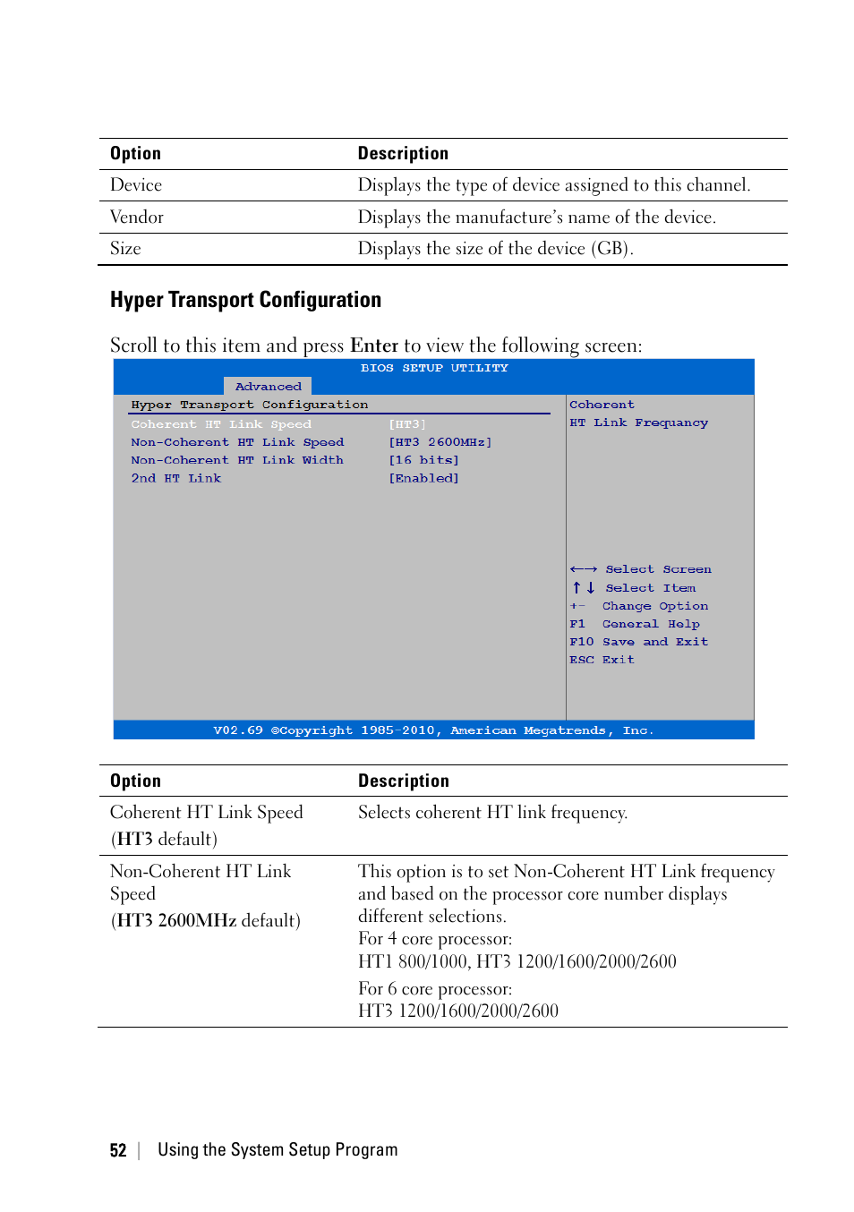 Hyper transport configuration | Dell POWEREDGE C6105 User Manual | Page 52 / 222