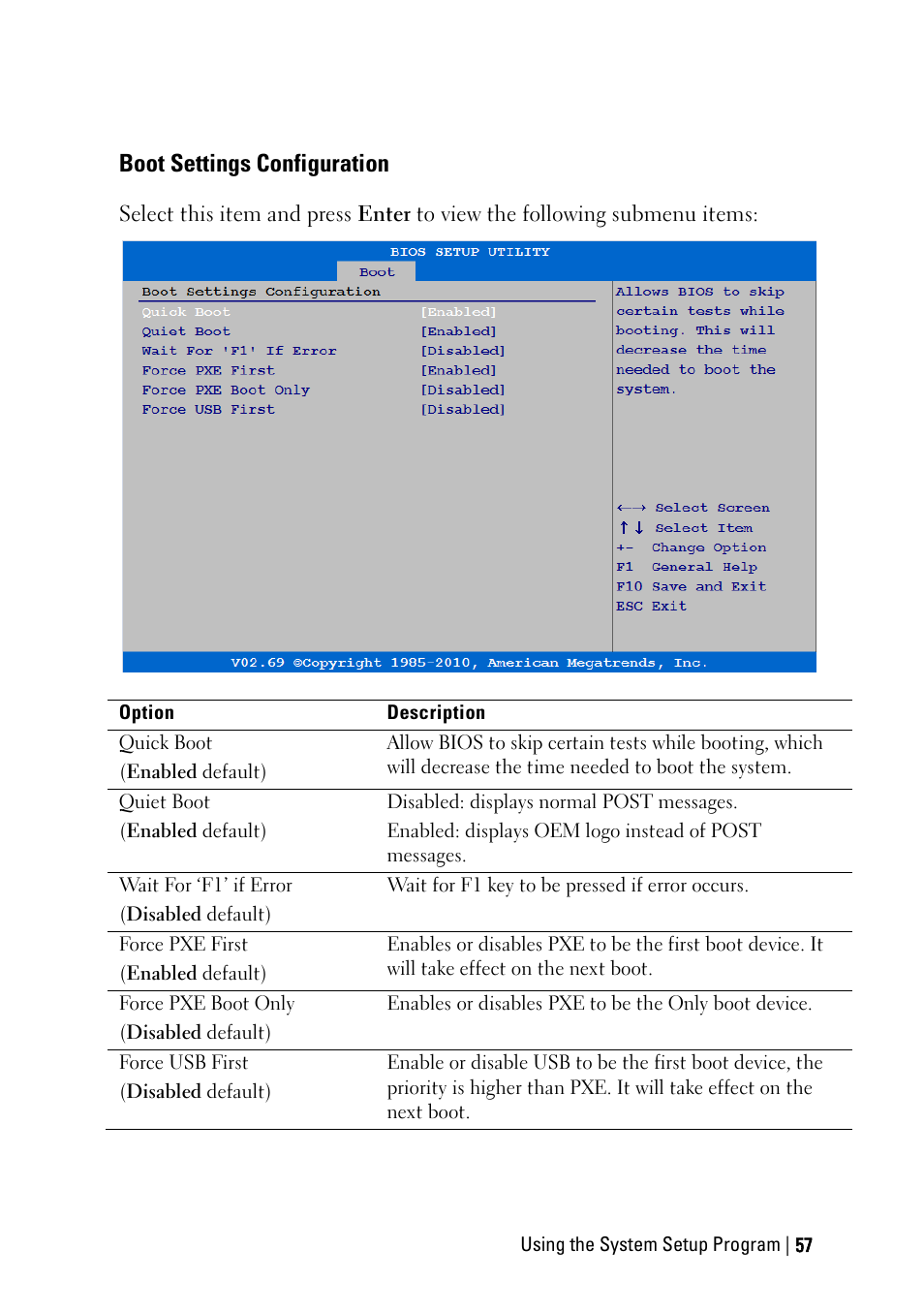 Boot settings configuration | Dell POWEREDGE C6105 User Manual | Page 57 / 222