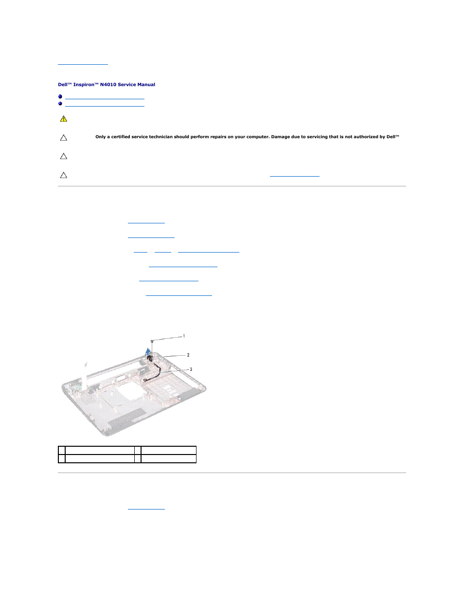 Ac adapter connector, Removing the ac adapter connector, Replacing the ac adapter connector | Dell Inspiron 14R (N4010, Early 2010) User Manual | Page 2 / 53