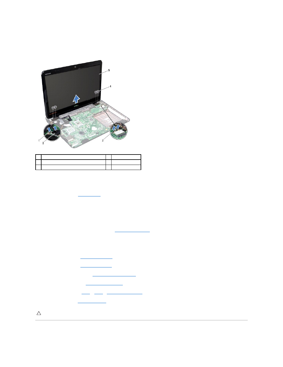Display bezel, Replacing the display assembly | Dell Inspiron 14R (N4010, Early 2010) User Manual | Page 21 / 53
