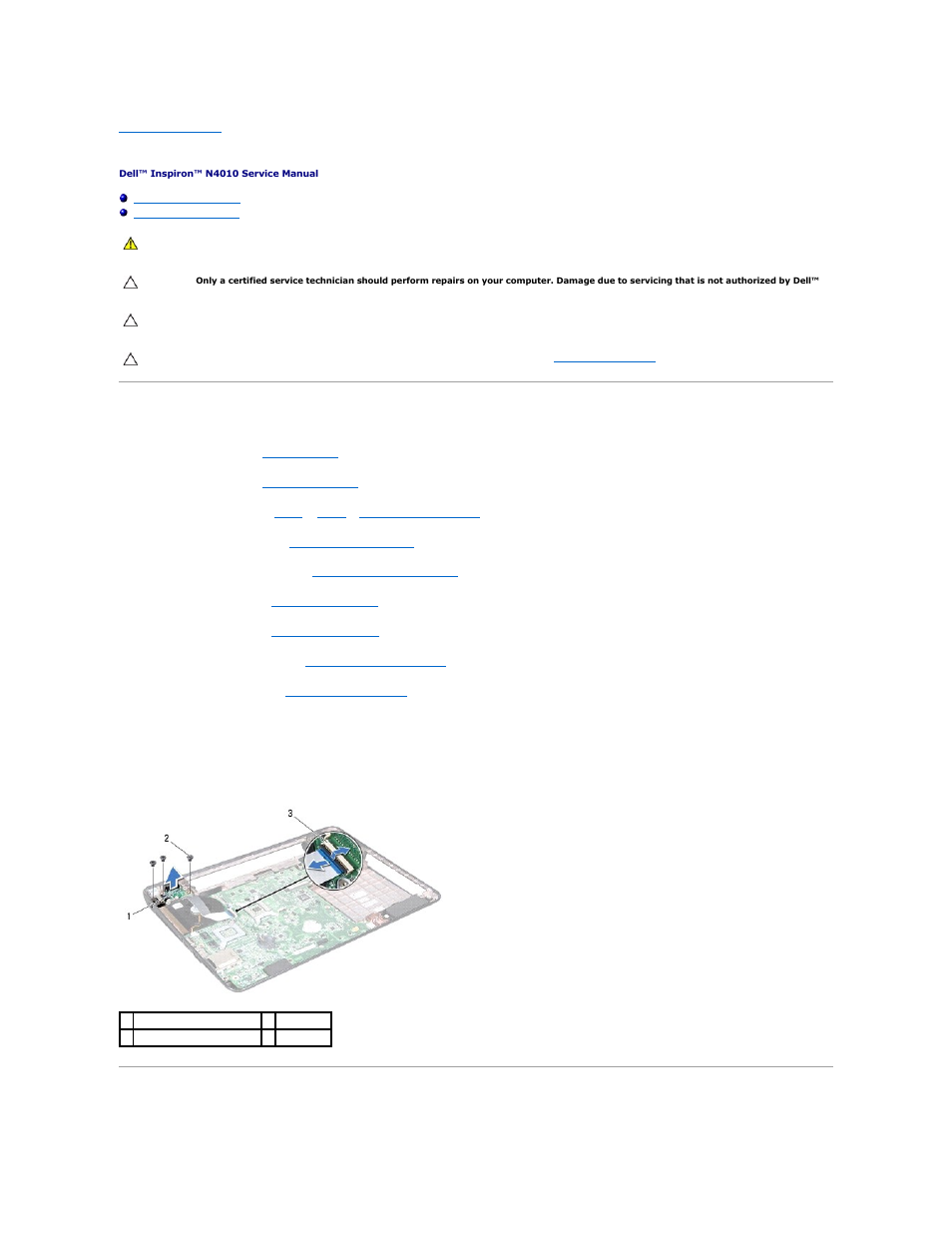 I/o board, Removing the i/o board, Replacing the i/o board | Dell Inspiron 14R (N4010, Early 2010) User Manual | Page 32 / 53