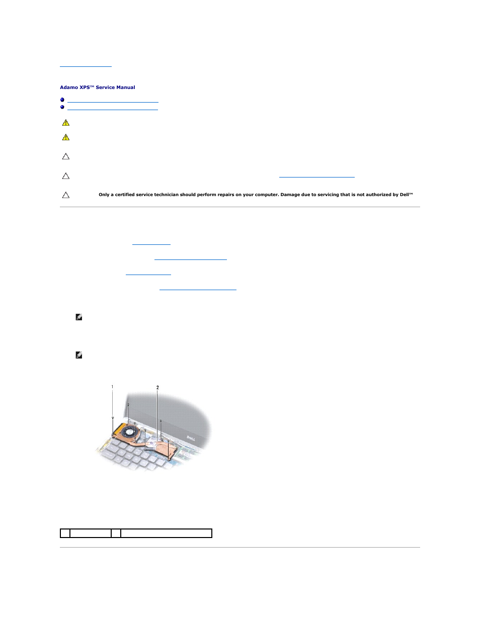 Thermal cooling assembly, Removing the thermal cooling assembly | Dell Adamo XPS (Late 2009) User Manual | Page 16 / 59
