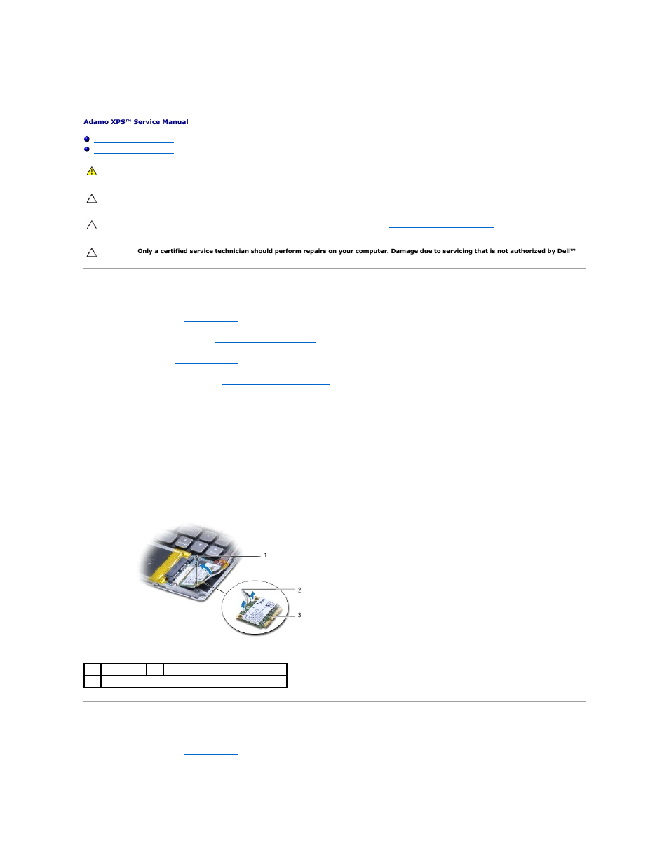 Wlan card, Removing the wlan card, Replacing the wlan card | Dell Adamo XPS (Late 2009) User Manual | Page 55 / 59