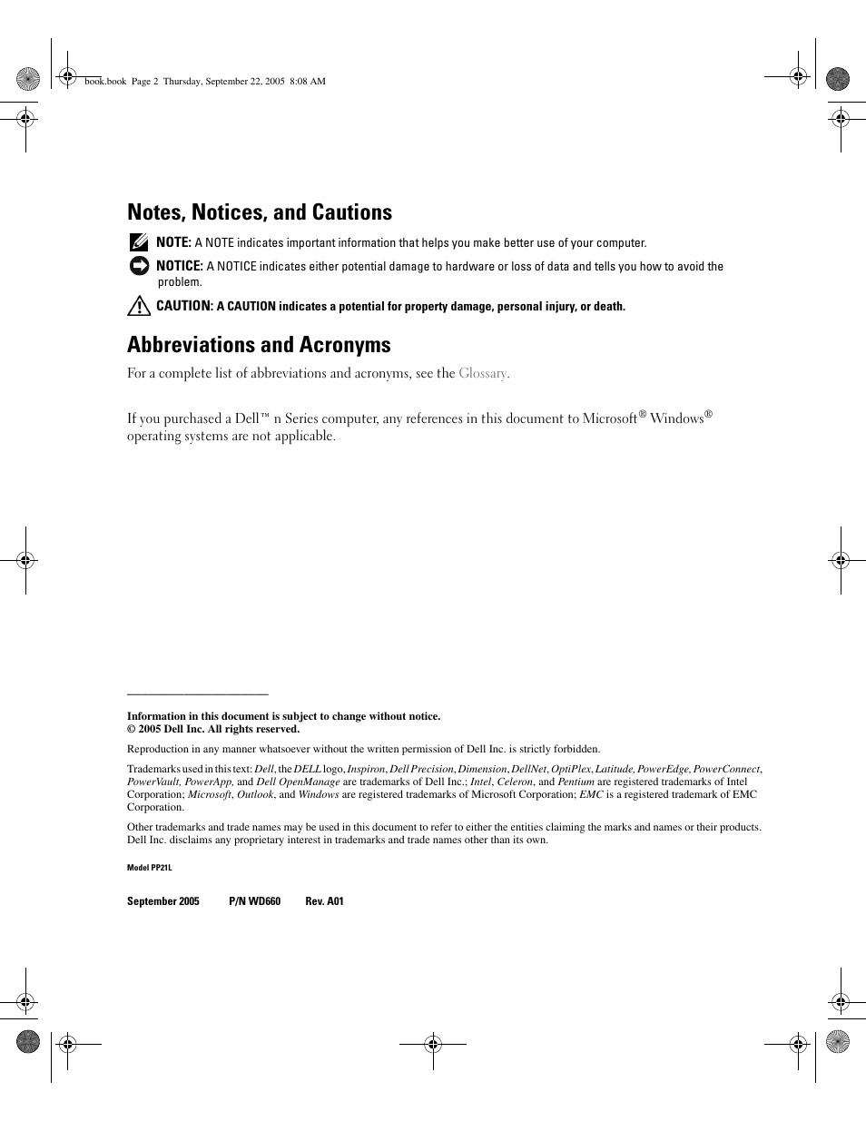 Abbreviations and acronyms | Dell Inspiron 1300 User Manual | Page 2 / 142