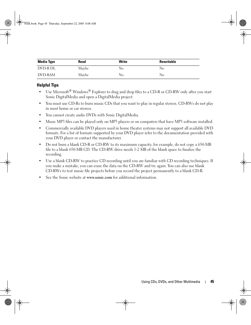 Helpful tips | Dell Inspiron 1300 User Manual | Page 45 / 142