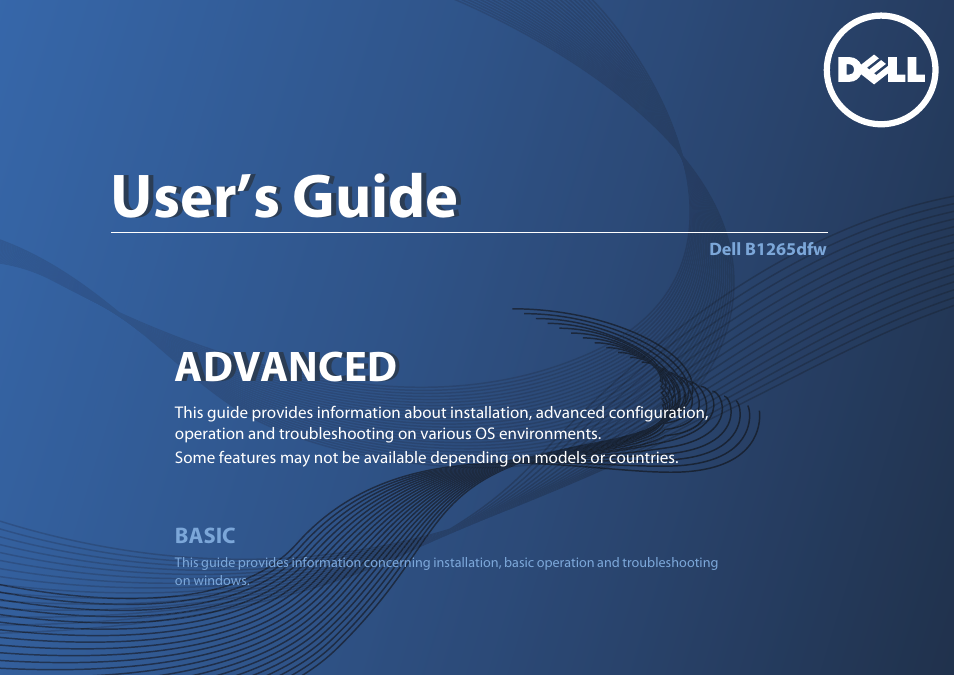 Advanced, User’s guide | Dell B1265dfw  Multifunction Mono Laser Printer User Manual | Page 125 / 284
