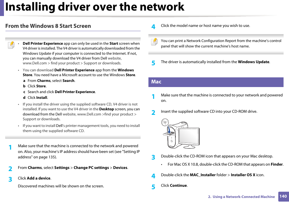 Installing driver over the network | Dell B1265dfw  Multifunction Mono Laser Printer User Manual | Page 140 / 284