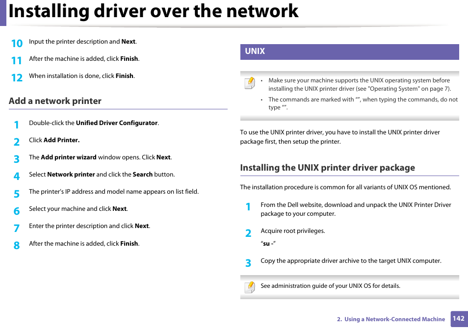 Installing driver over the network | Dell B1265dfw  Multifunction Mono Laser Printer User Manual | Page 142 / 284