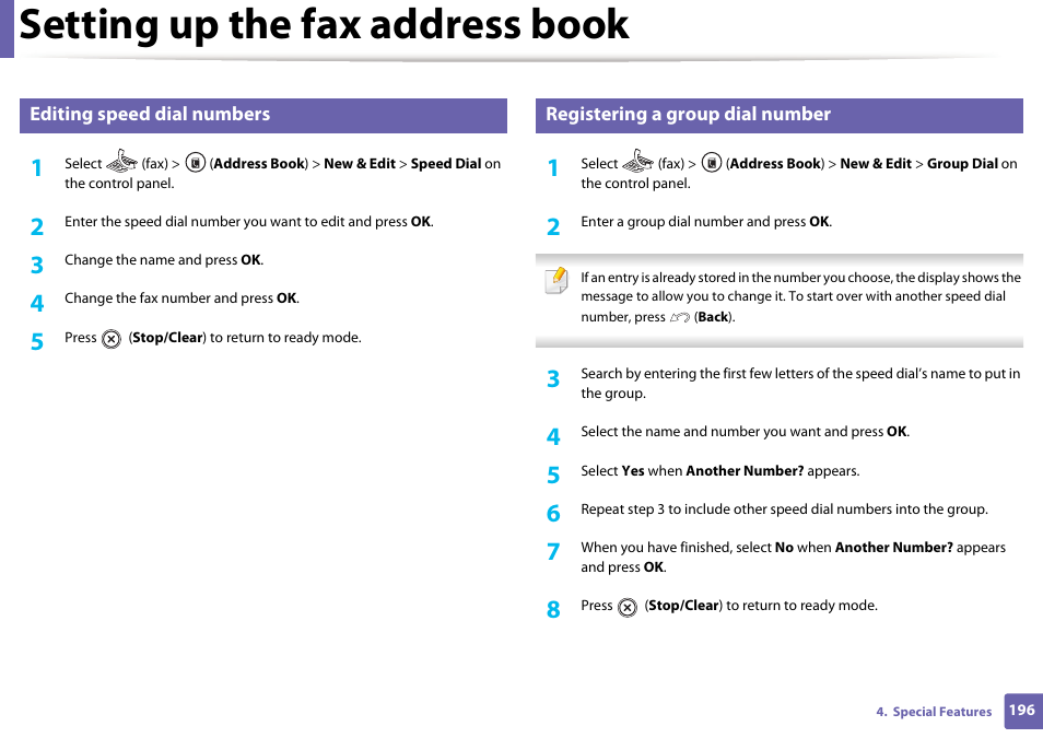 Setting up the fax address book | Dell B1265dfw  Multifunction Mono Laser Printer User Manual | Page 196 / 284