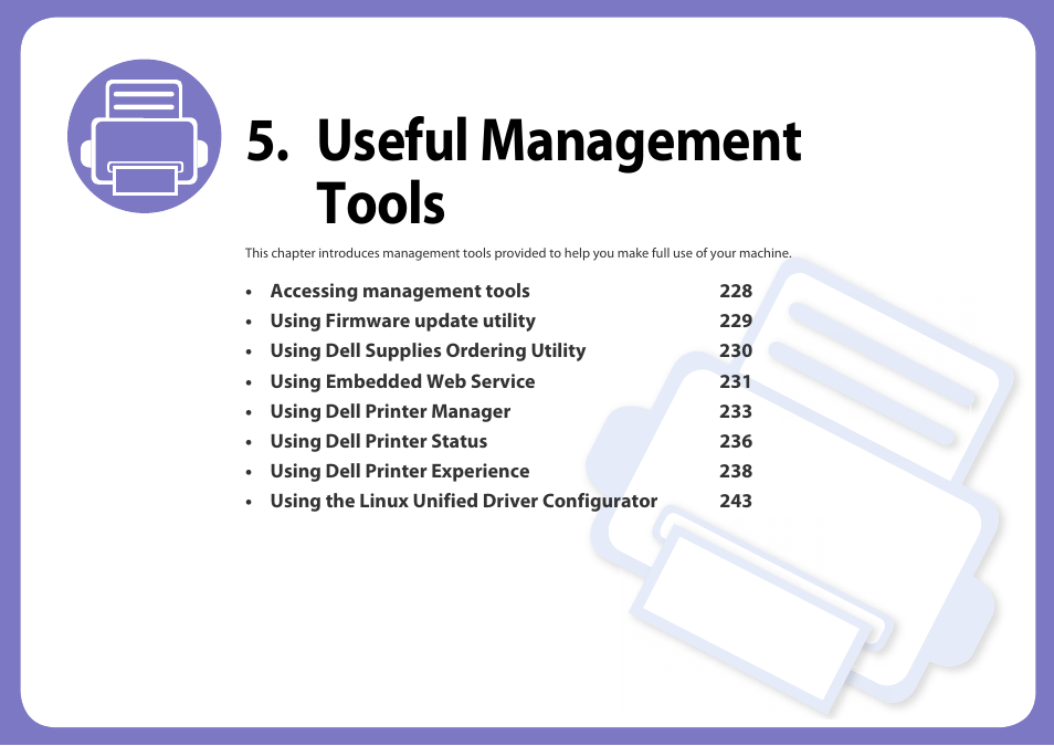 Useful management tools | Dell B1265dfw  Multifunction Mono Laser Printer User Manual | Page 227 / 284