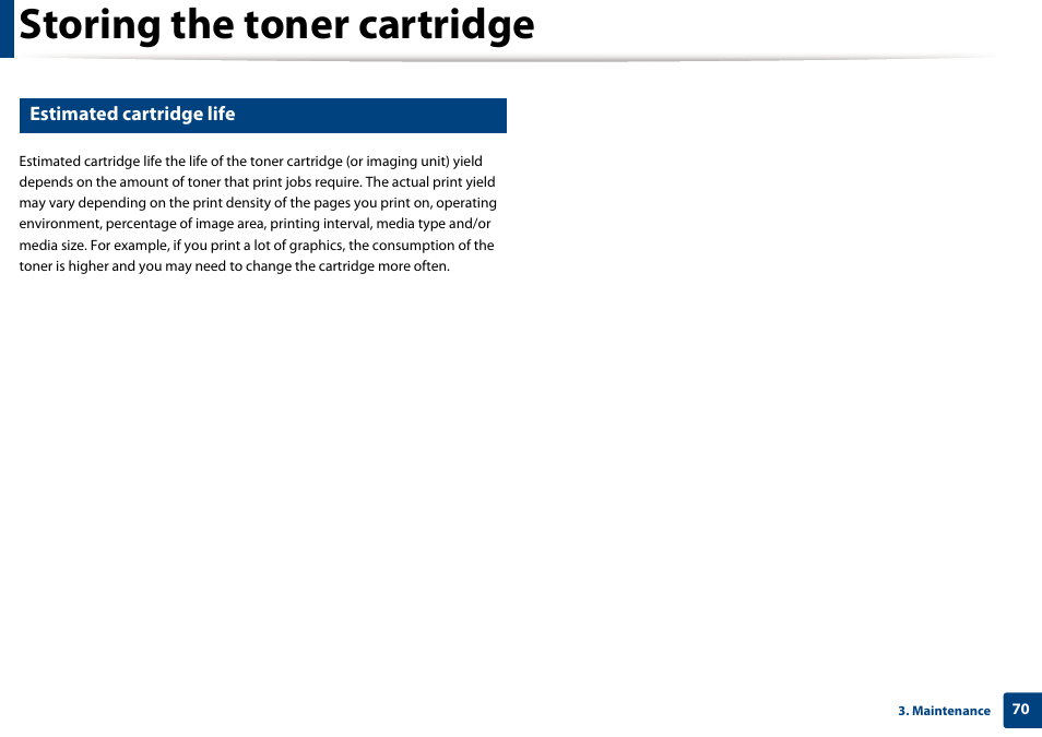 Storing the toner cartridge | Dell B1265dfw  Multifunction Mono Laser Printer User Manual | Page 70 / 284