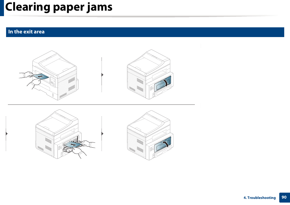 Clearing paper jams | Dell B1265dfw  Multifunction Mono Laser Printer User Manual | Page 90 / 284