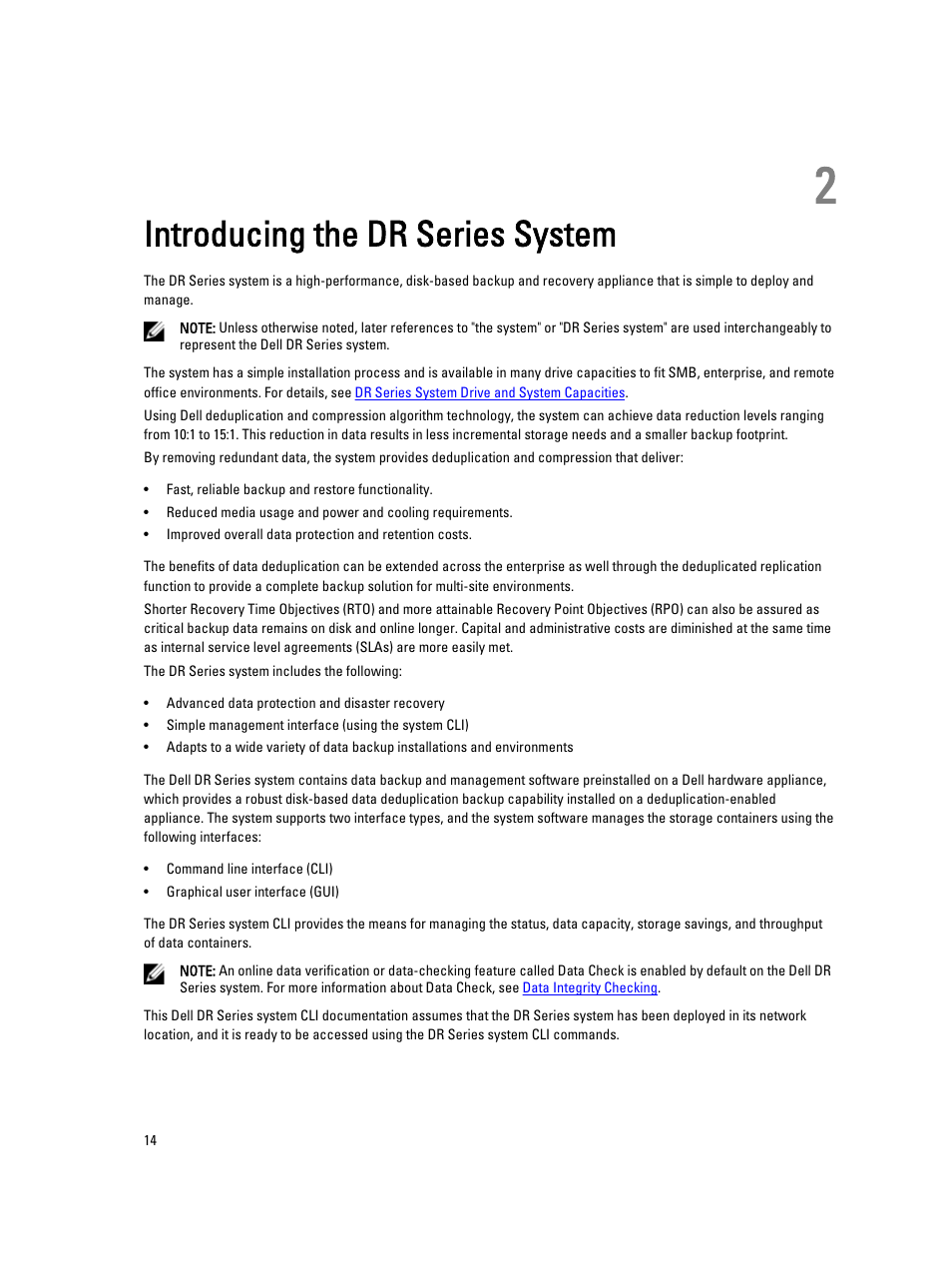 Introducing the dr series system, 2 introducing the dr series system | Dell PowerVault DR2000v User Manual | Page 14 / 150