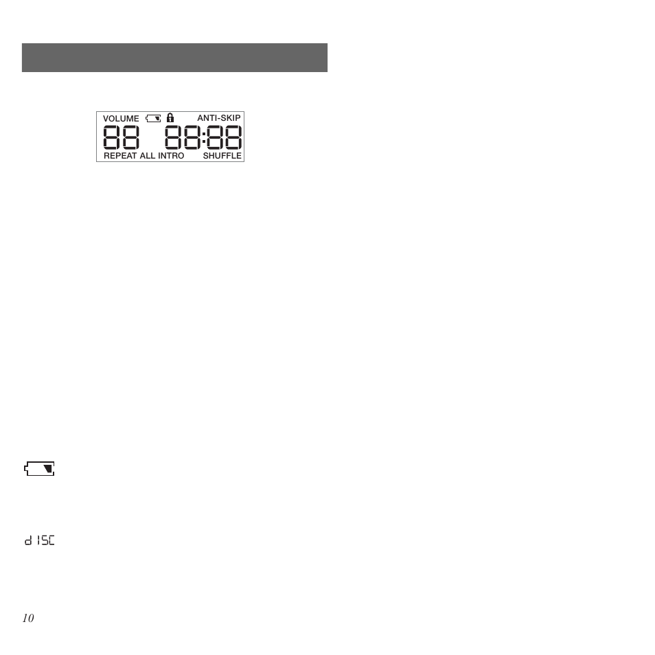 The cd display window, Low battery symbol, Error text | Bose PM-1 User Manual | Page 10 / 14
