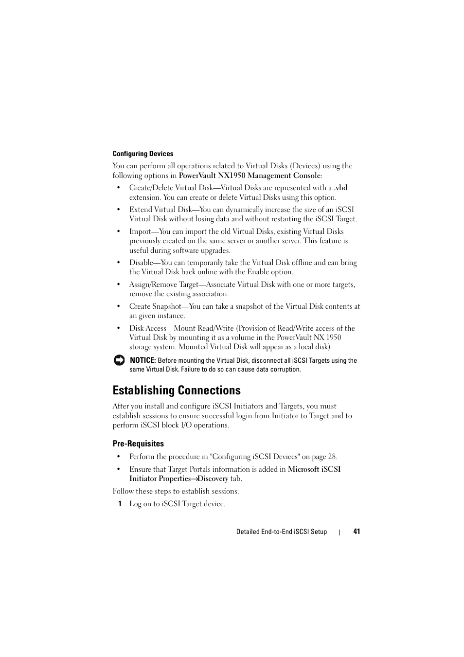 Establishing connections, Pre-requisites | Dell PowerVault NX1950 User Manual | Page 41 / 70