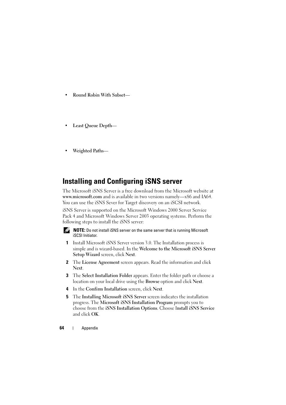 Installing and configuring isns server | Dell PowerVault NX1950 User Manual | Page 64 / 70