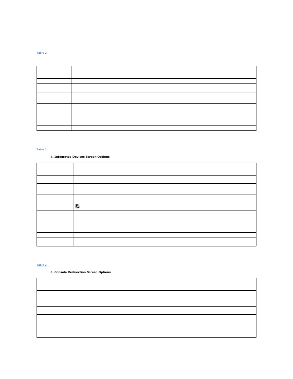 Integrated devices screen, Console redirection screen, Cpu information screen | Dell POWEREDGE 1855 User Manual | Page 23 / 32