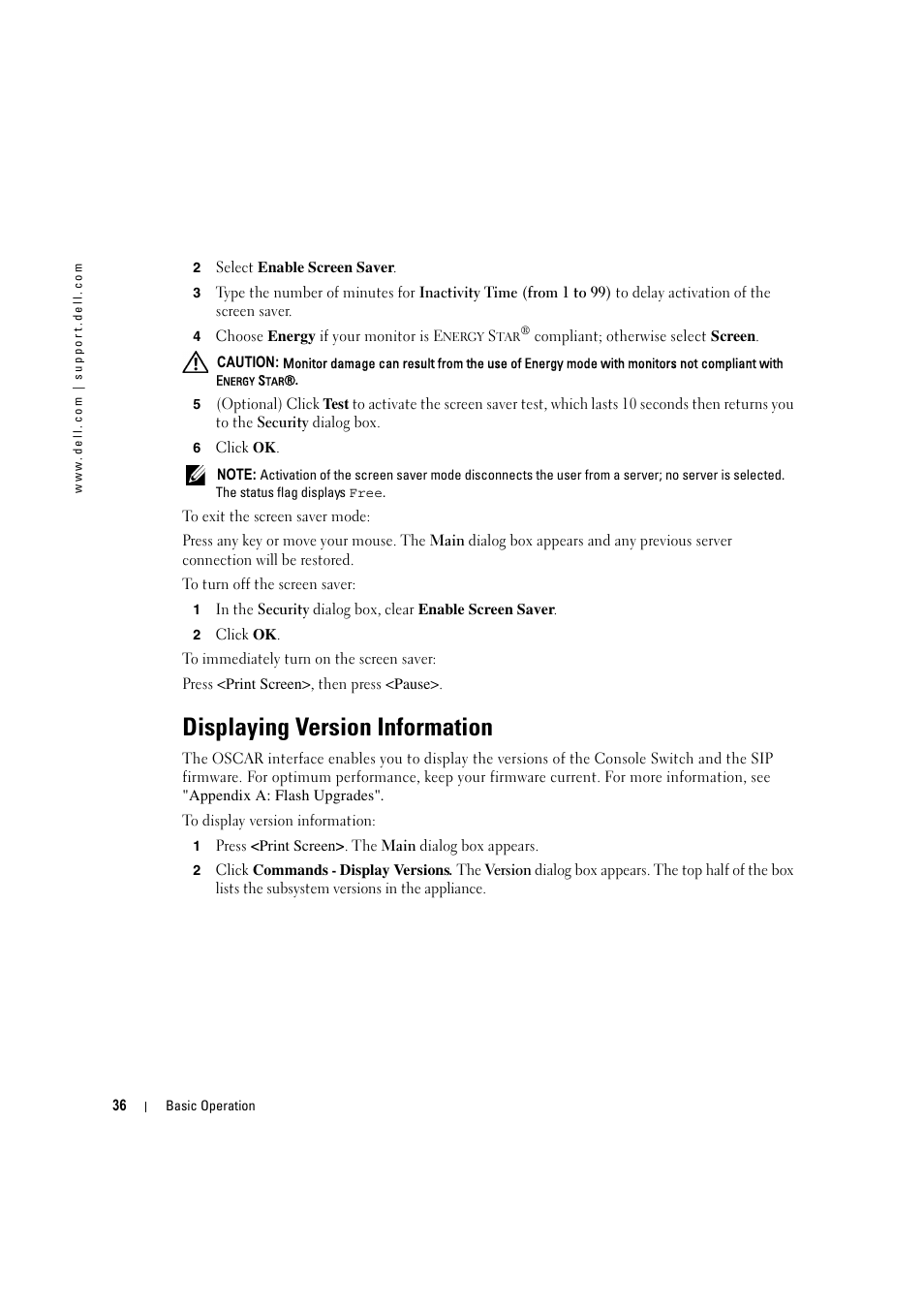 Displaying version information | Dell KVM 2160AS User Manual | Page 36 / 60