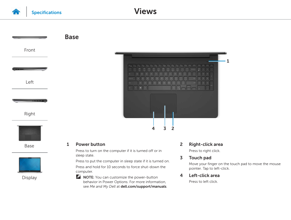 Base, Views | Dell Inspiron 15 (5548, Early 2015) User Manual | Page 5 / 22