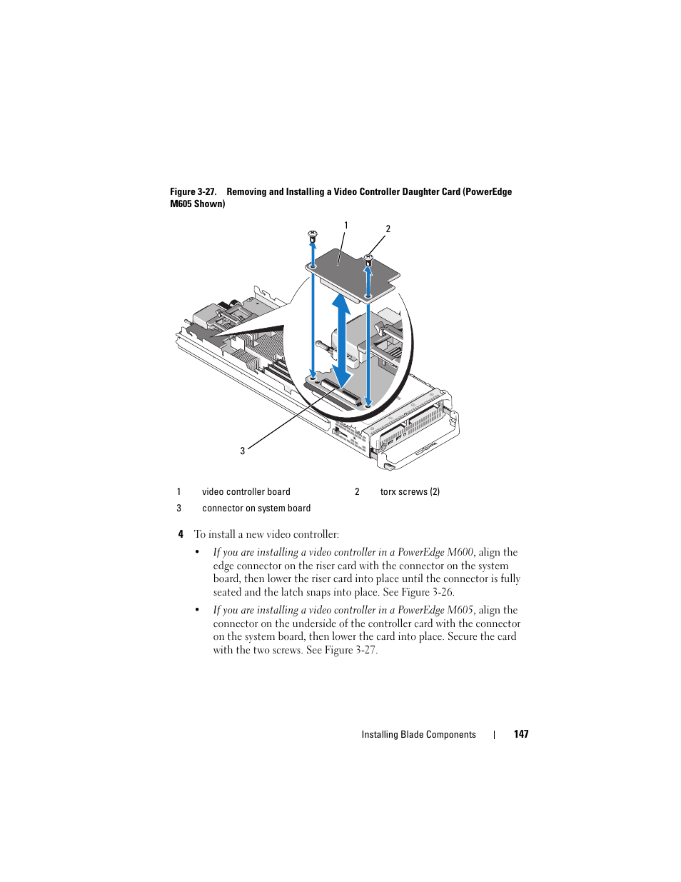 D from the blade. see figure 3-27 | Dell PowerEdge M600 User Manual | Page 147 / 236