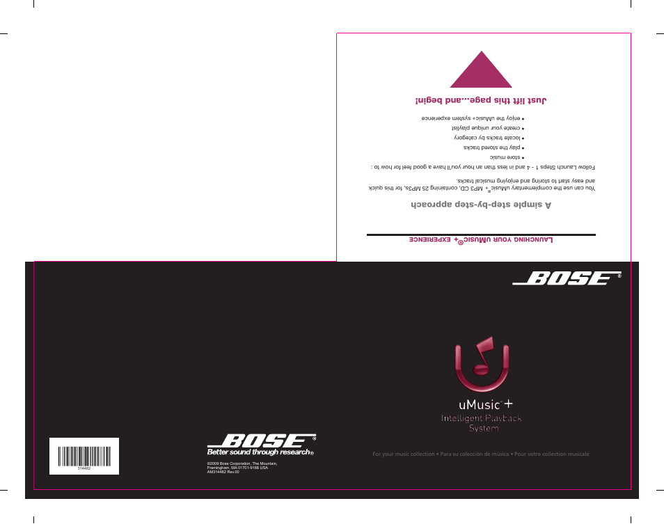 A simple step-by-step appr oach, Just lift this page...and begin | Bose uMusic + AM314482 User Manual | Page 32 / 32