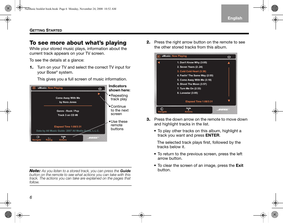 To see more about what’s playing | Bose uMusic + AM314482 User Manual | Page 8 / 32