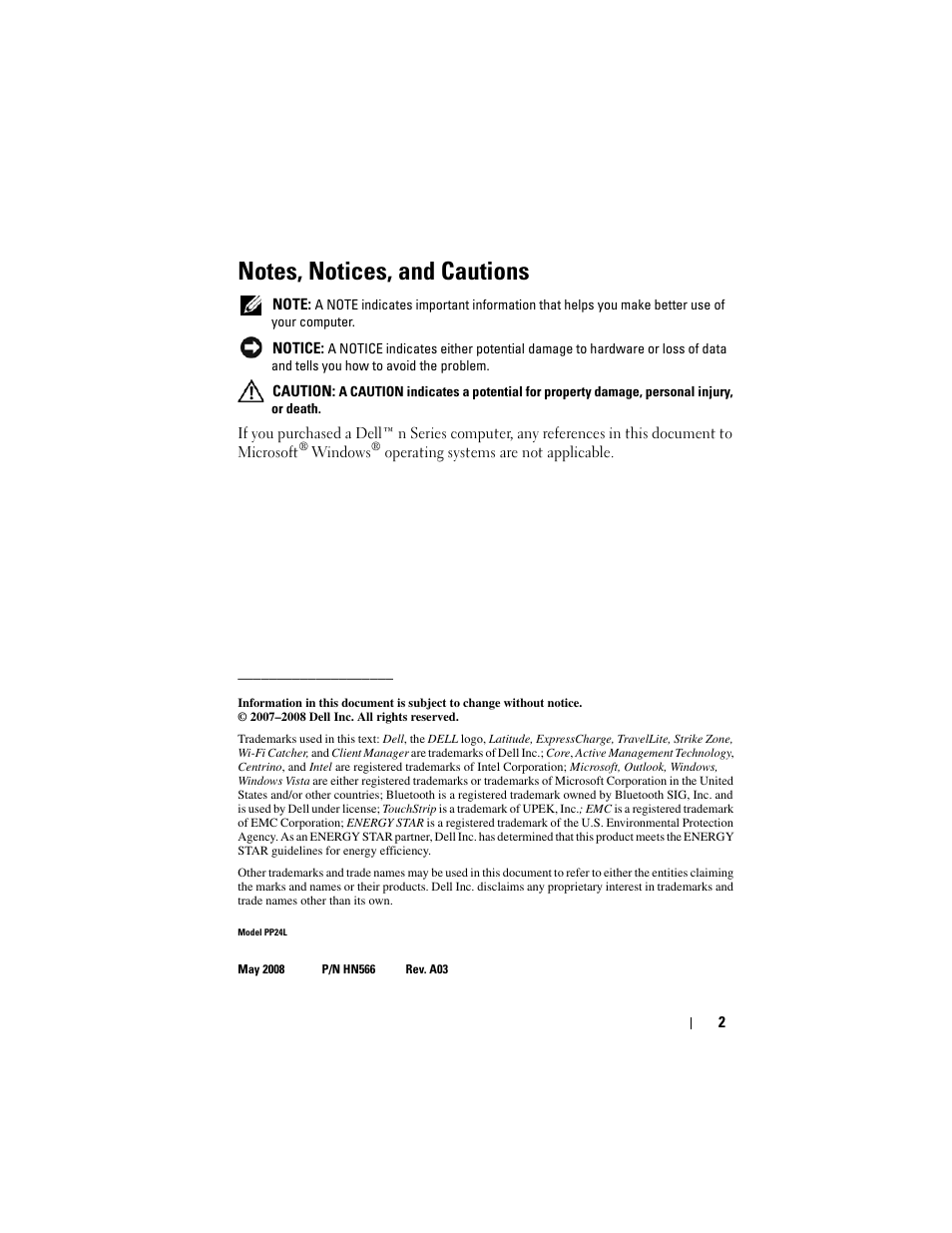 Dell Latitude D630C (Late 2008) User Manual | Page 2 / 218