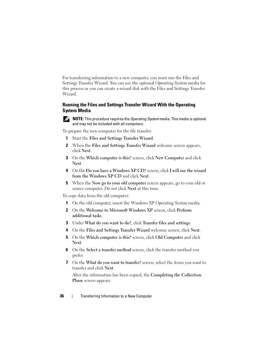 Operating system media | Dell Latitude D630C (Late 2008) User Manual | Page 36 / 218