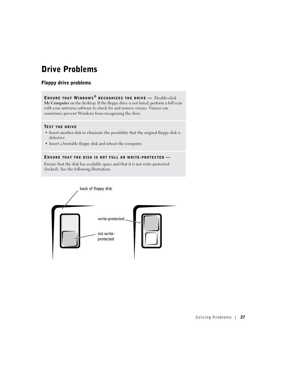 Floppy drive problems | Dell Dimension 4500 User Manual | Page 27 / 142