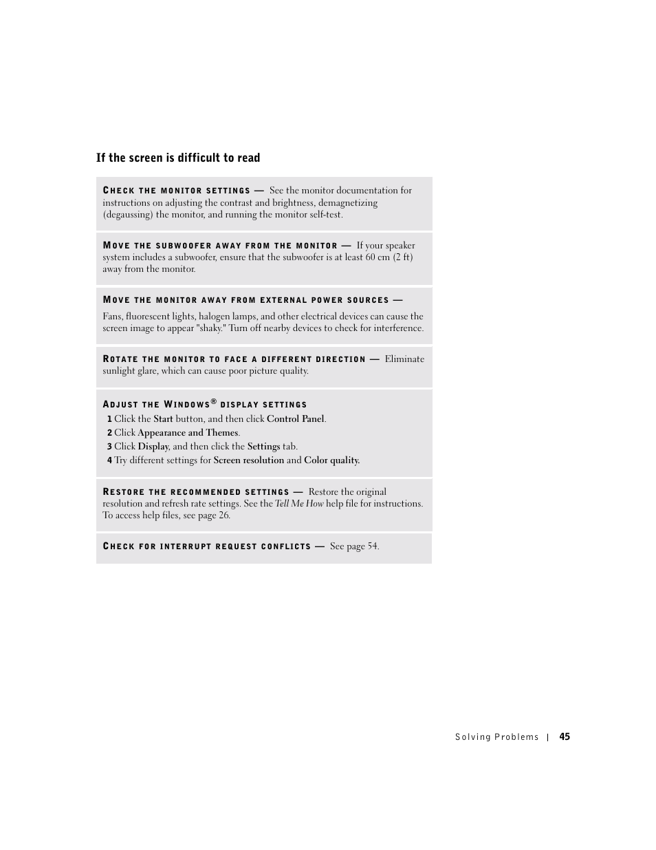 If the screen is difficult to read | Dell Dimension 4500 User Manual | Page 45 / 142