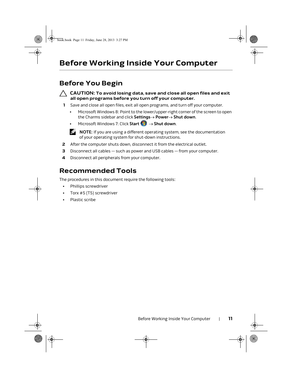 Before working inside your computer, Before you begin, Recommended tools | Dell Alienware 17 (Mid 2013) User Manual | Page 11 / 128