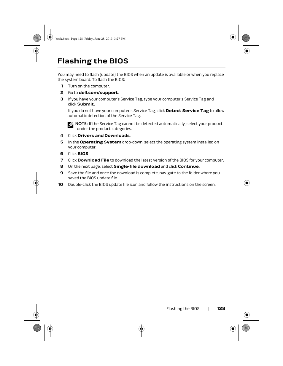 Flashing the bios | Dell Alienware 17 (Mid 2013) User Manual | Page 128 / 128