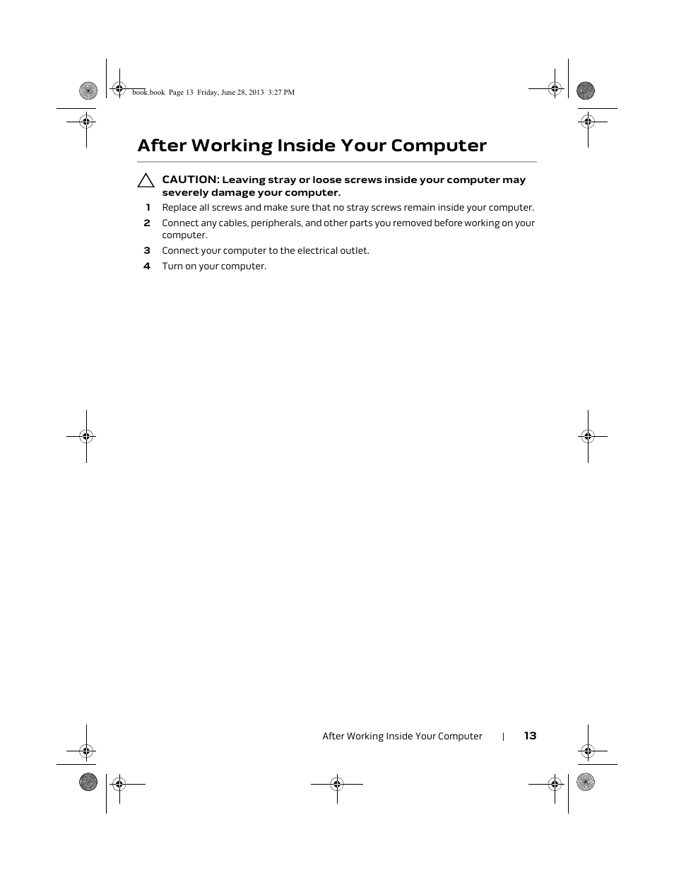 After working inside your computer | Dell Alienware 17 (Mid 2013) User Manual | Page 13 / 128