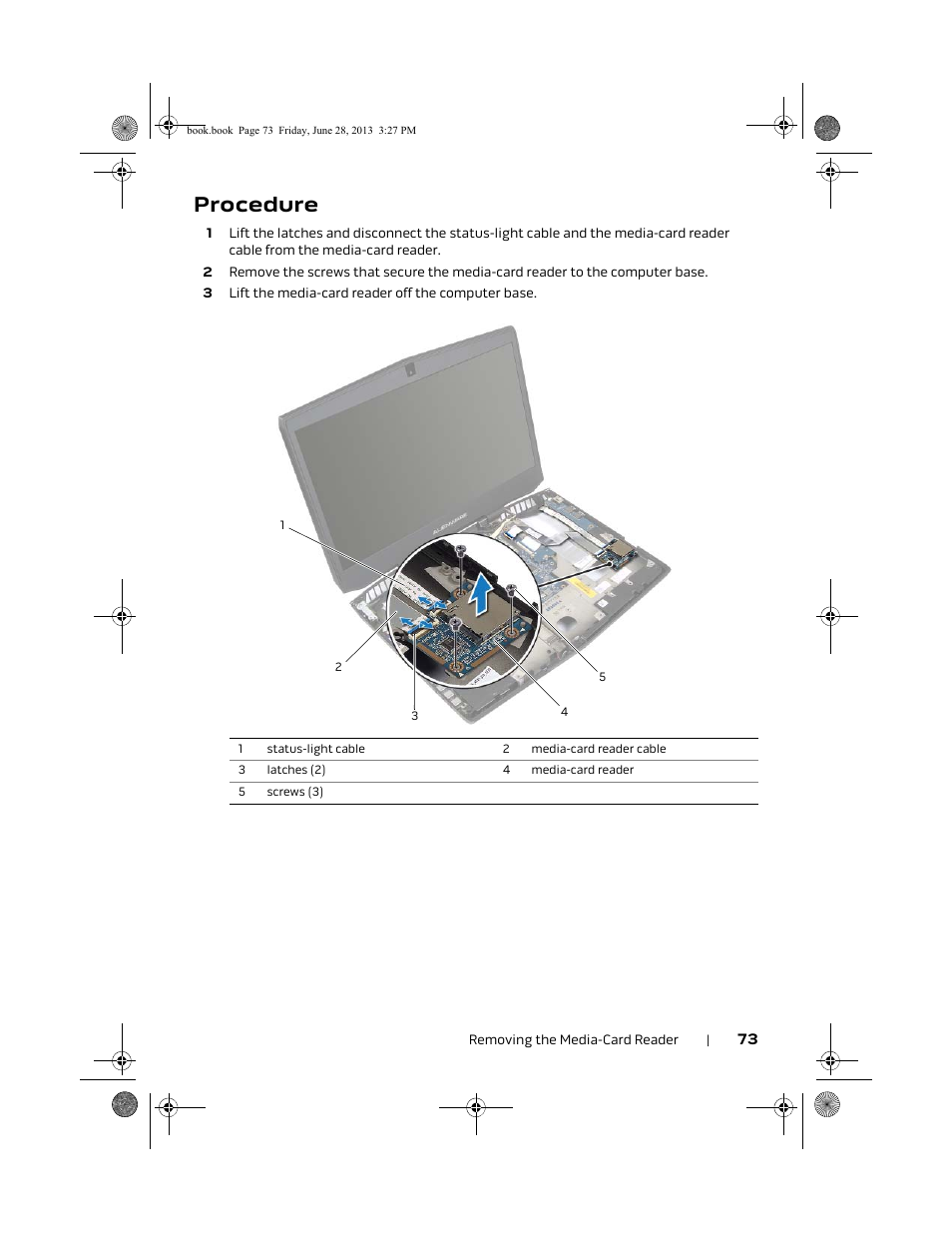Procedure | Dell Alienware 17 (Mid 2013) User Manual | Page 73 / 128