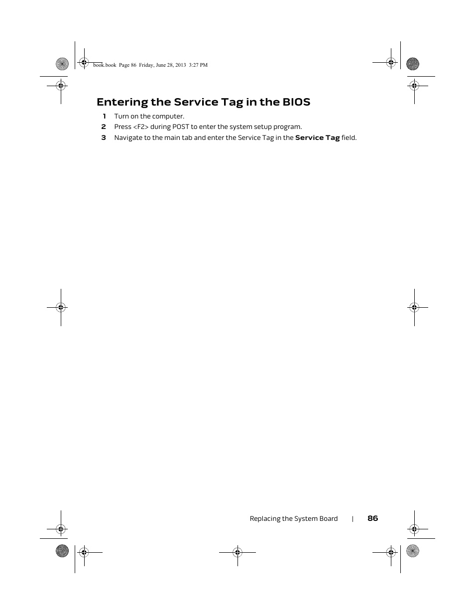 Entering the service tag in the bios | Dell Alienware 17 (Mid 2013) User Manual | Page 86 / 128