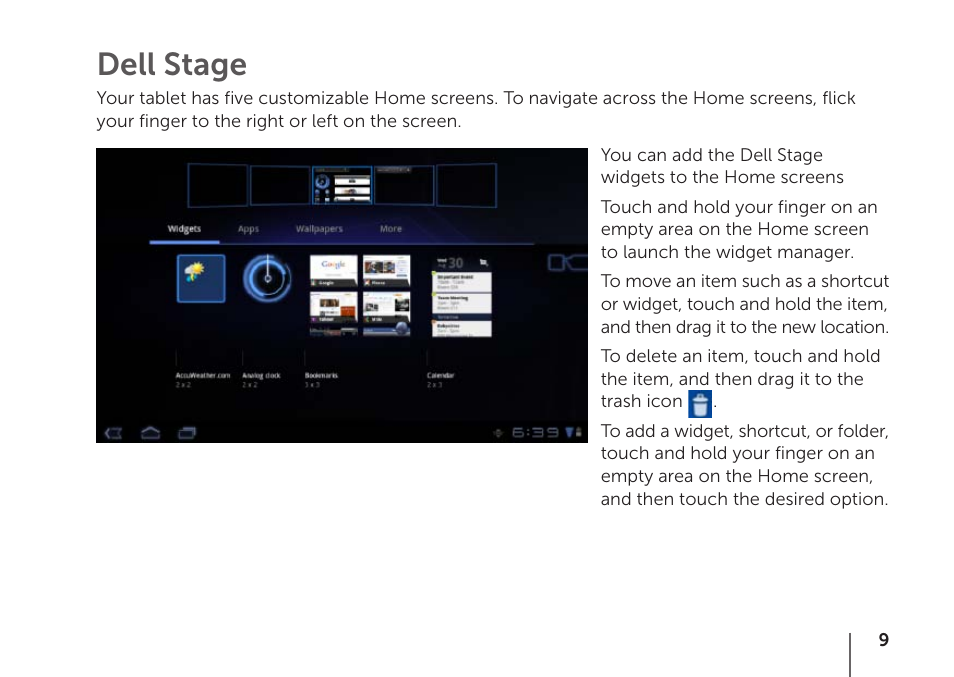 Dell stage | Dell Mobile Streak 7 User Manual | Page 9 / 16