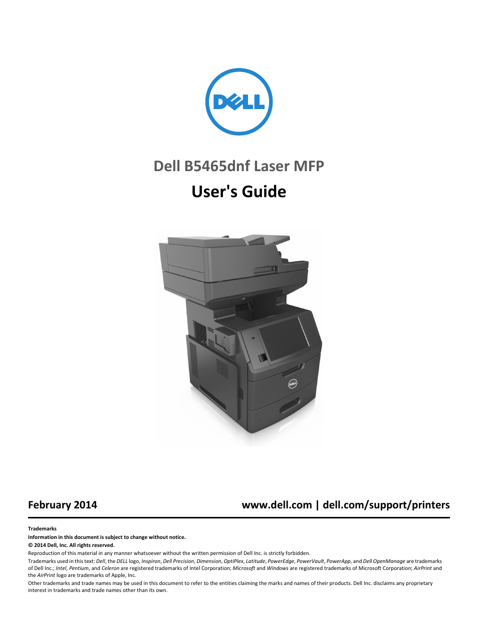 Dell B5465dnf Mono Laser Printer MFP User Manual | 342 pages